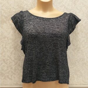 White House Black Market Heathered Gray And Black Short Sleeve Top